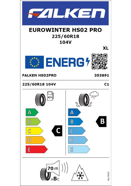 Falken 235/50 R18 101V Xl Eurowınter HS02 Pro Suv Kış Lastiği ( Üretim Yılı: 2025)