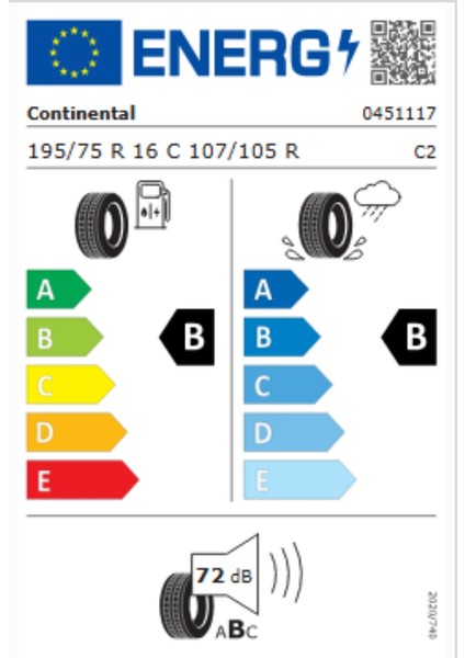 ContinentalContivancontact 100 195/75R16C 107/105R Hafif Ticari Yaz Lastiği (Üretim Yılı: 2025)