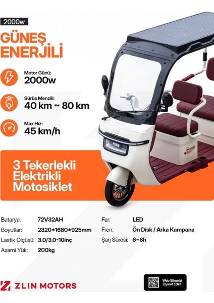 Zlin Motors- Troya Sun Güneş Enerjili Moped -2000 Watt